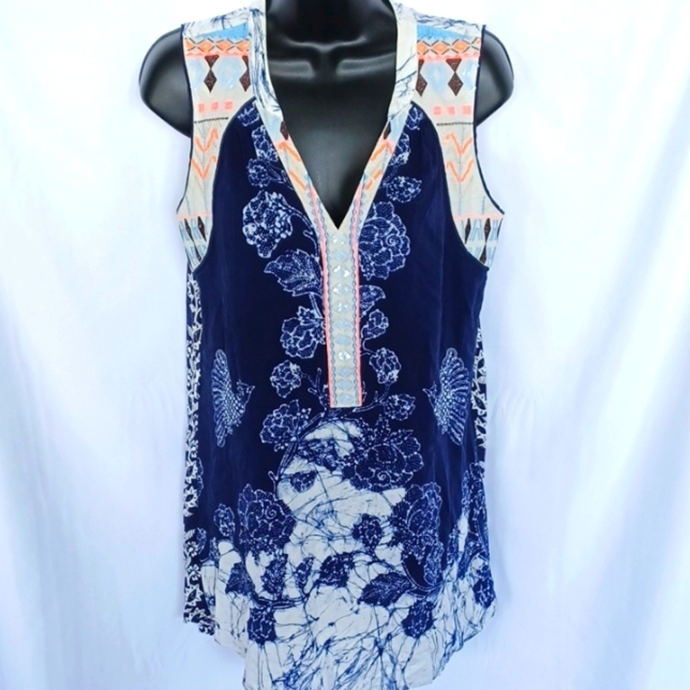 Anthropologie One September Embroidered beaded sequin Sleeveless Tunic